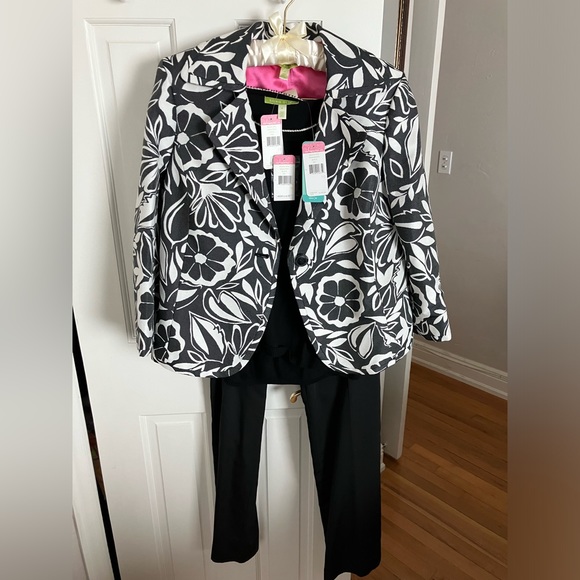 Beautiful Sigrid Olsen Bold Blk/Wht Jacket Pantsuit - Picture 1 of 6